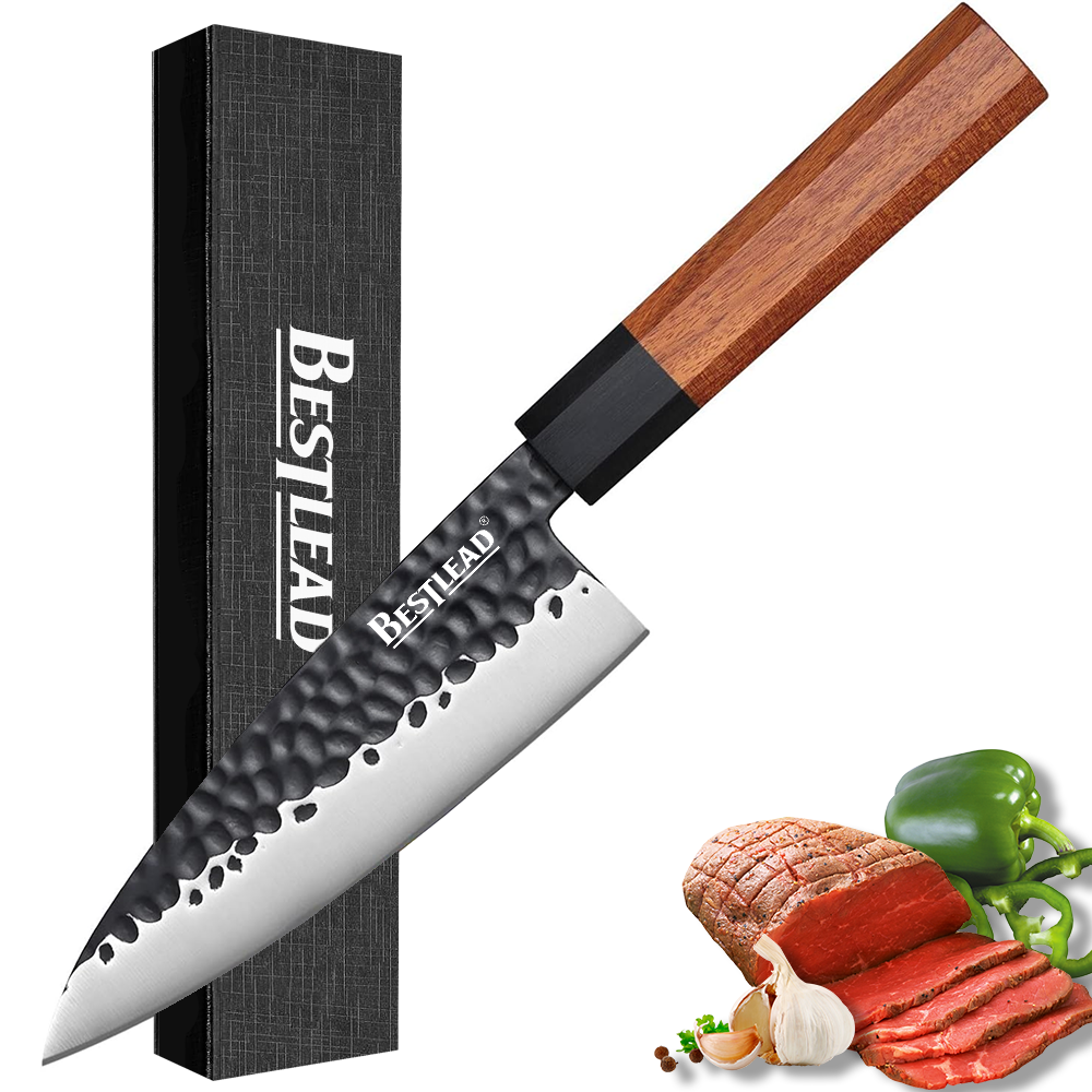 BJB-30 6-Inch Double Beveled Japanese 440C Stainless Steel Fish/Philips Knife with G10 Polster Octagonal Wood Handle