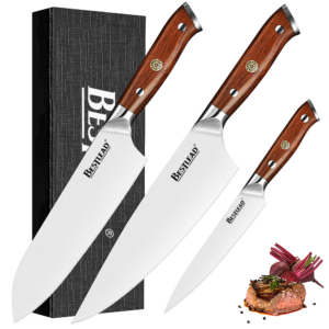 HB-41 Kitchen Knife Set 3 Piece, Blade Made of German 1.4116 Steel, Ultra Sharp Professional Chef's Knife Set and Full Cut G10 Handle