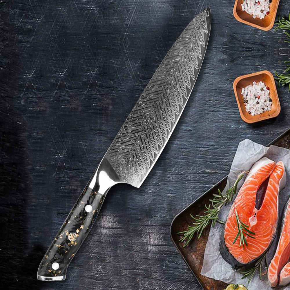 HB-9-CSD  VG10 Wholesale 67 Layer Damascus Steel Chef's Knife Fiber Resin Handle Kitchen Knives - Chef's knife - 1