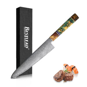 BJB-10-CSD Factory Hand Made 8 Inch Luxury Vg10 Forged 67 Layers Kitchen Cooking Chef Knife Damascus Kiritsuke Knife Solidified wood Handle