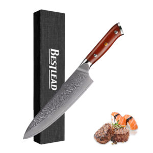 HB-15 High Quality 8 inch Chef Knife Professional vg10 67 Layers Damascus Chef Knife with Yellow Sandalwood Handle Damascus Chef Knife