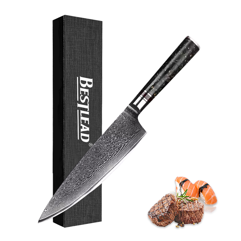YTB-17 Professional 67 Layer Damascus Steel VG10 Core Kitchen Chef Knife With Fashion Resin Handle Sharp Damascus Kitchen Chef Knife
