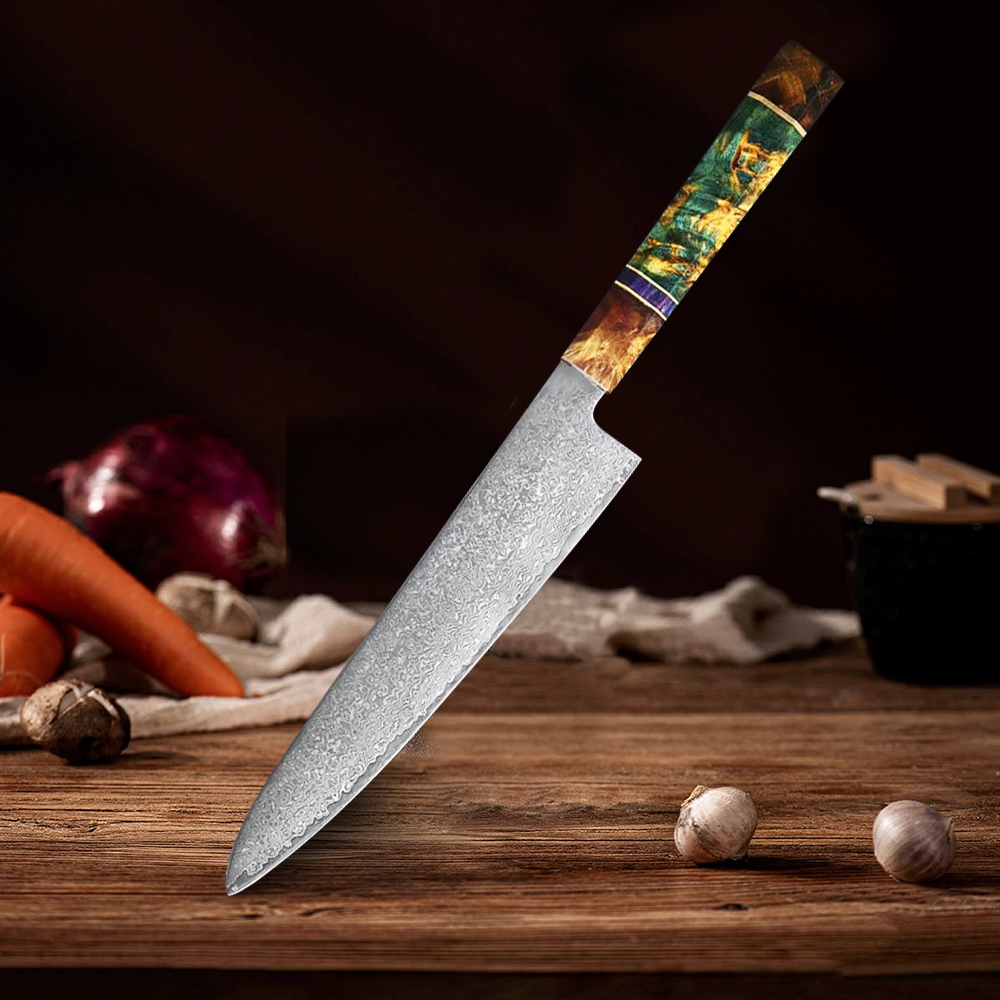 BJB-10-CSD Factory Hand Made 8 Inch Luxury Vg10 Forged 67 Layers Kitchen Cooking Chef Knife Damascus Kiritsuke Knife Solidified wood Handle - Chef's knife - 1