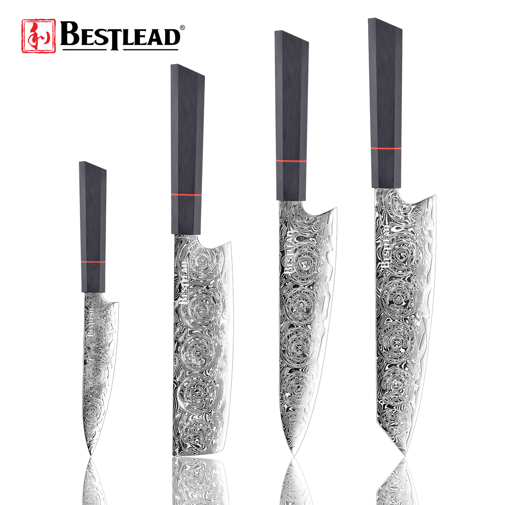 BJB-43-67 Layers Damascus Chef Knife Nakiri Kiritsuke Paring Knife Professional Kitchen Knives with Wood Handle