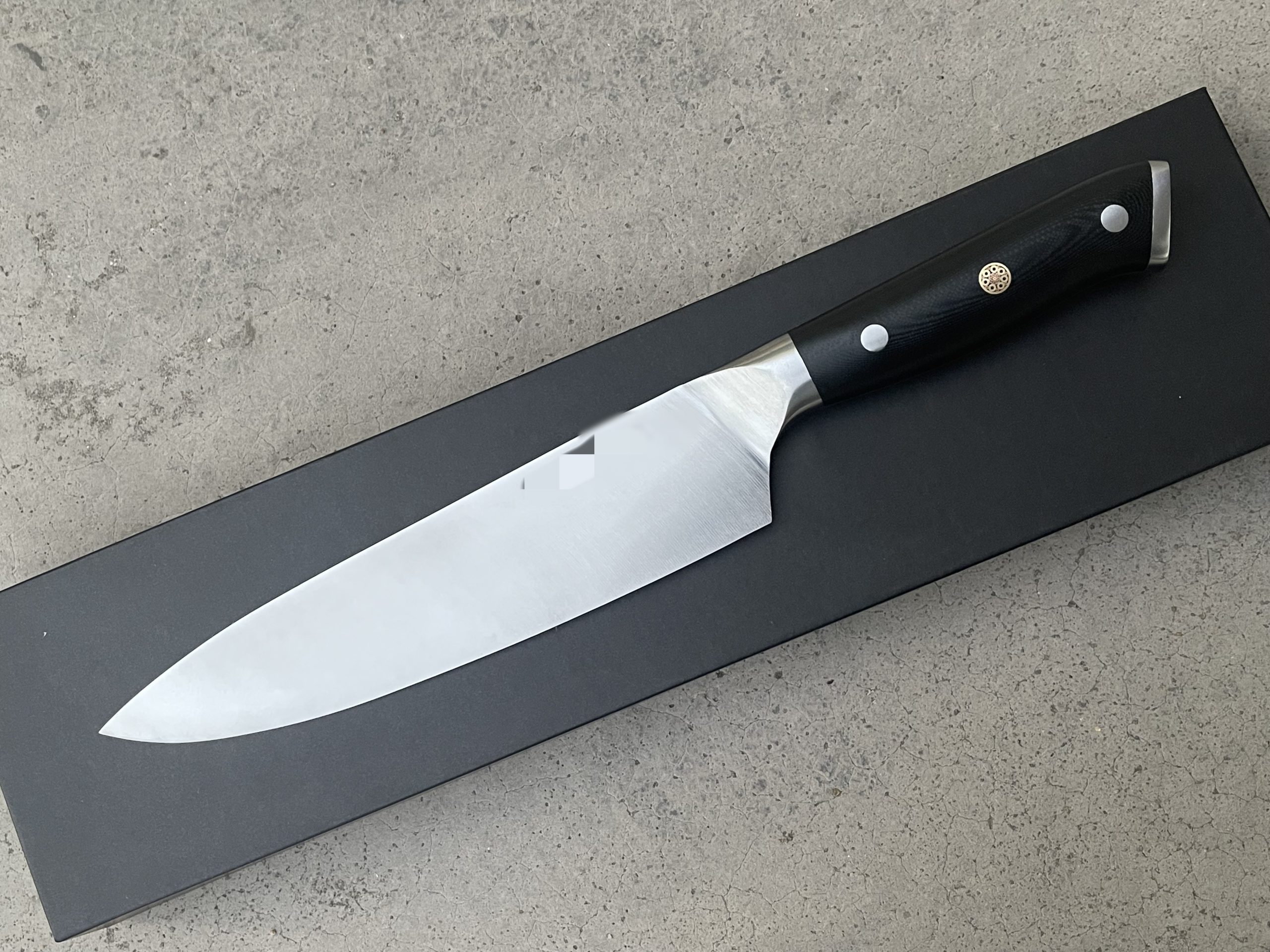 #12 Custom Black Handle 8in Chef Knife